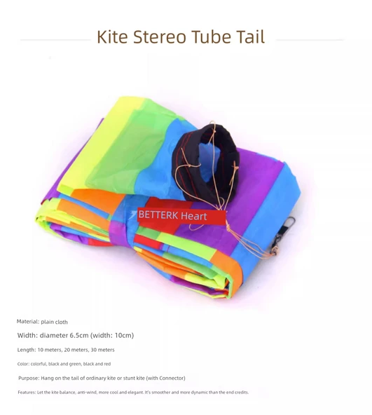 Uçurtma Kuyruğu - 15 Metre Kırmızı, Sarı ve Siyah Geniş Kuyruk (5 Metre Planör İçin) - Resim 9