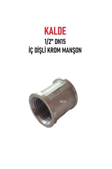 KALDE 1/2"Dn15 Sarı/Krom Manşon İç Dişli (Dişi) - Chrome Threaded Sleeve