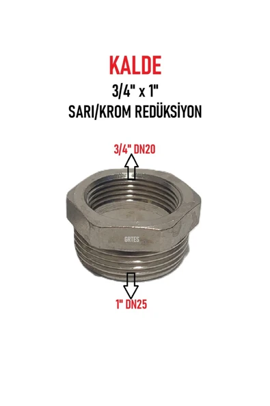 KALDE  3/4" x 1" Sarı/Krom Redüksiyon - Brass Reduction