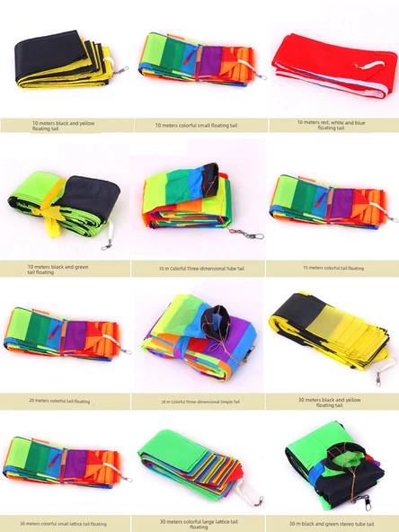 Uçurtma Kuyruğu - 15 Metre Kırmızı, Sarı ve Siyah Geniş Kuyruk (5 Metre Planör İçin) - Resim 4