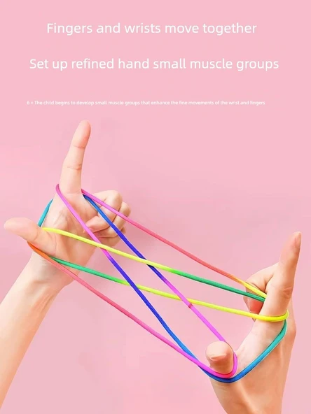 DIY Gökkuşağı Renkli Çiçek İpi Dokuma Oyuncağı - Flip Çiçek İpi - 1 Paket - 3