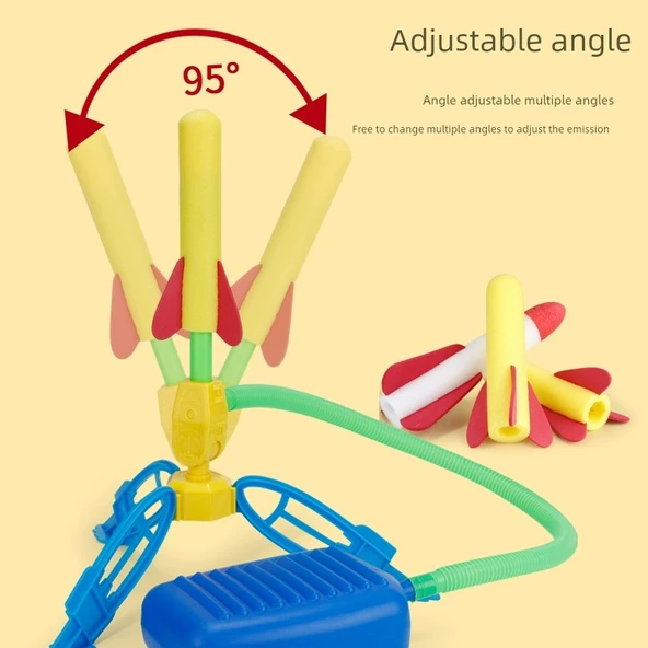 Roket Pedal Fırlatıcı Dış Mekan Oyuncağı - 30 Metre Uçabilen 3 Nesil +6 Roket - 4