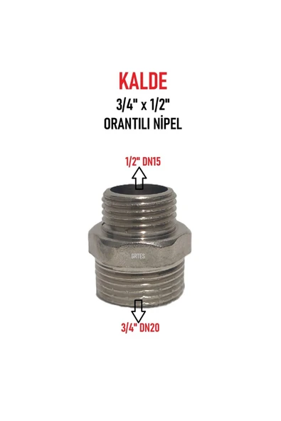 KALDE  3/4" x 1/2" Sarı/Krom Orantılı Nipel - Proportional Nipple