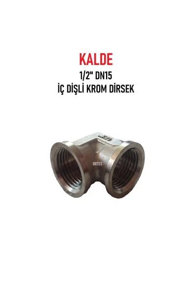 KALDE  1/2" Dn15 Sarı/Krom Dirsek İç Dişli (Dişi) - Brass İnternal Thread Elbow