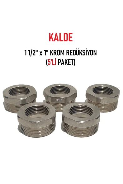 KALDE  (5'li Paket) 1 1/2" x 1" Sarı/Krom Redüksiyon - Brass Reduction