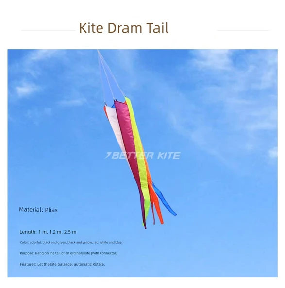 Uçurtma Kuyruğu - 15 Metre Kırmızı, Sarı ve Siyah Geniş Kuyruk (5 Metre Planör İçin) - Resim 10