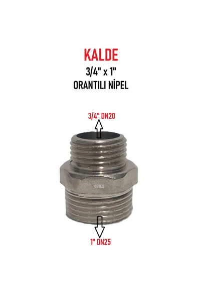 KALDE  (10'lu Paket)  3/4" x 1" Sarı/Krom Orantılı Nipel - Proportional Nipple - 2