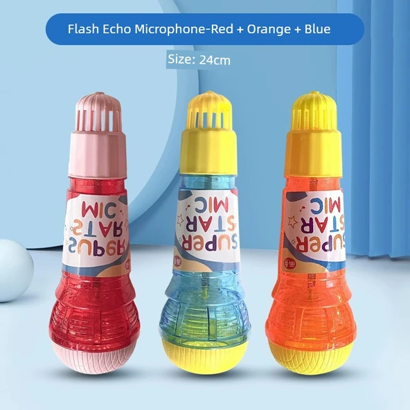 Çocuk Şarkı Mikrofonu Oyuncağı - 24cm - Kırmızı, Turuncu, Mavi - Flaş
