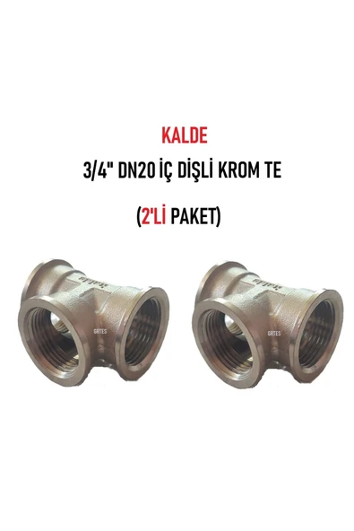 KALDE  (2'li PAket) 3/4" Dn20 İç Dişli Sarı/Krom TE (Dişi) - Chrome Tee