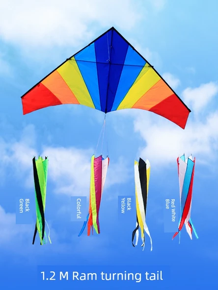 Uçurtma Kuyruğu - 15 Metre Kırmızı, Sarı ve Siyah Geniş Kuyruk (5 Metre Planör İçin) - Resim 5