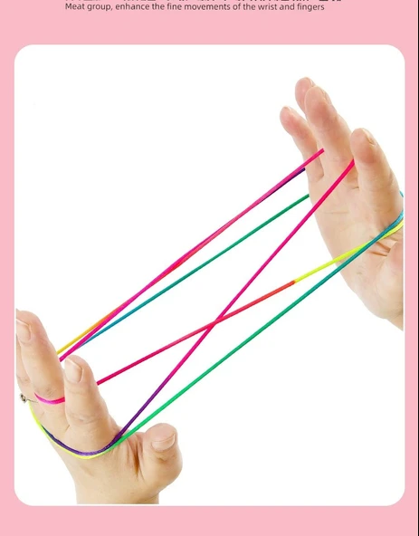 DIY Gökkuşağı Renkli Çiçek İpi Dokuma Oyuncağı - Flip Çiçek İpi - 1 Paket - 11