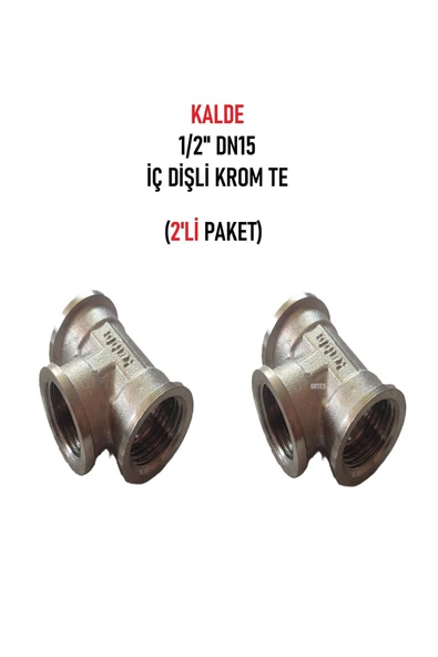 KALDE  (2'li Paket) 1/2" Dn15 İç Dişli Sarı/Krom TE (Dişi) - Chrome Tee