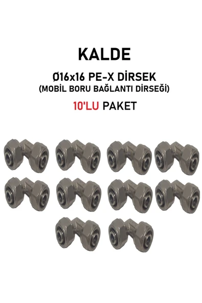 KALDE  (10'lu Paket) Ø16x16" Sabit Uçlu Pex Dirsek (Mobil Boru Bağlantı Dirseği)