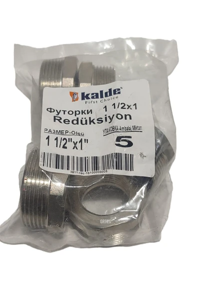 KALDE  (5'li Paket) 1 1/2" x 1" Sarı/Krom Redüksiyon - Brass Reduction - 5