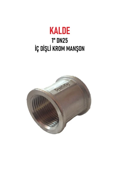 KALDE  1"Dn25 Sarı/Krom Manşon İç Dişli (Dişi) - Chrome Threaded Sleeve