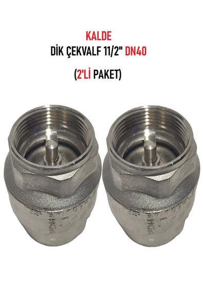 KALDE  (2'li Paket) 11/2" Dn40 Sarı/Krom Dik Çekvalf - Vertical Check Valve