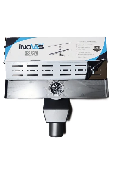 İnovas  İnovas 33cm Paslanmaz Izgaralı Lineer Duş Kanalı Koku Önleyicili (Yer Süzgeci / Duş Izgarası) - 2