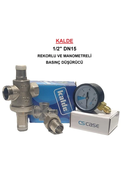 KALDE  1/2" DN15 Rekorlu Su Basınç Düşürücü + Case Manometre - Pressure Reducing Valves (With Manometer)