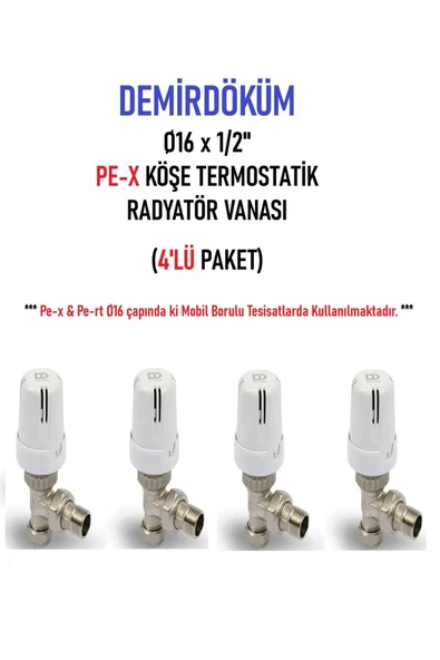 KALDE  (4'lü Paket) DD-TP1 Köşe Pex Termostatik Radyatör Vanası
