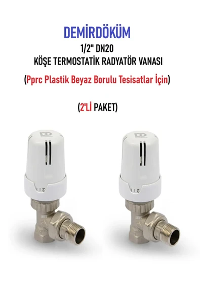 KALDE  (2'li Paket) DD-T1 Köşe 1/2" Termostatik Radyatör Vanası - Thermostatic Radiator Valve - 3