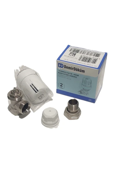 KALDE  (2'li Paket) DD-T1 Köşe 1/2" Termostatik Radyatör Vanası - Thermostatic Radiator Valve - 2