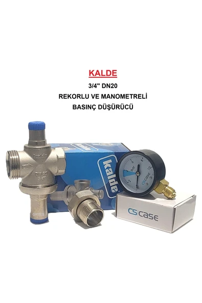 KALDE  3/4" DN20 Rekorlu Su Basınç Düşürücü + Case Manometre - Pressure Reducing Valves (With Manometer)