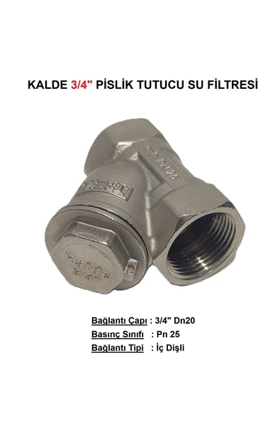 KALDE  3/4" Sarı / Krom Pislik Tutucu Su Filtresi Dn20 - Threaded Strainer