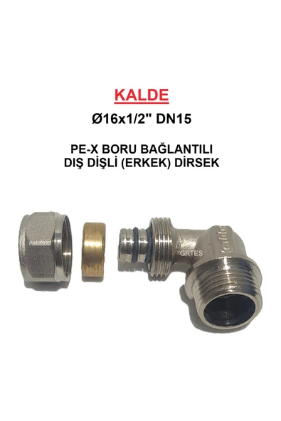 KALDE  (10'lu Paket) Ø16x1/2" Pex Dirsek Dış Dişli - Erkek (Mobil Sistem Bağlantı Parçası)