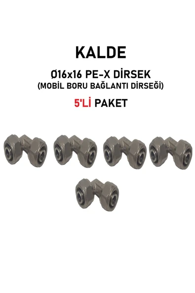 KALDE  (5'li Paket) Ø16x16" Sabit Uçlu Pex Dirsek (Mobil Boru Bağlantı Dirseği)