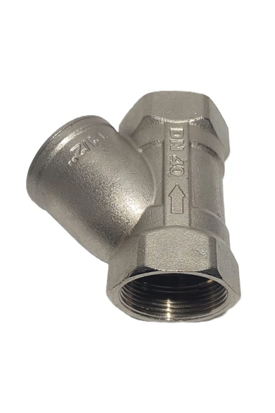 KALDE  11/2" Sarı / Krom Pislik Tutucu Su Filtresi Dn40 - Threaded Strainer - 4