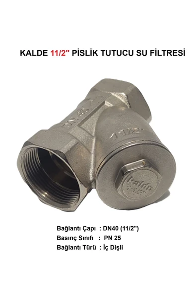 KALDE  11/2" Sarı / Krom Pislik Tutucu Su Filtresi Dn40 - Threaded Strainer
