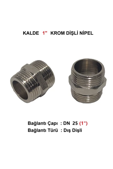 KALDE  2'Li Paket 1" Sarı / Krom Dişli Nipel Dn25 - Chrome Nipple