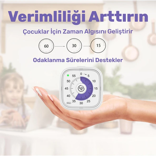NPO NPT31B Mutfak,Ders,Yemek için 60dk Analog Alarm Zamanlayıcı,Pomodoro Öğrenci Motivasyon Saati - 4
