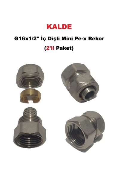 KALDE  (2'li Paket) Ø16x1/2" İç Dişli Mini Pex Rekor - Mobil Sistem Boru Bağlantı Rekoru