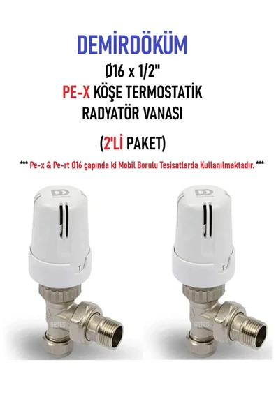 KALDE  (2'li Paket) DD-TP1 Köşe Pex Termostatik Radyatör Vanası - Thermostatic Radiator Valve