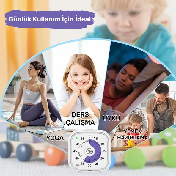 NPO NPT31B Mutfak,Ders,Yemek için 60dk Analog Alarm Zamanlayıcı,Pomodoro Öğrenci Motivasyon Saati - 6