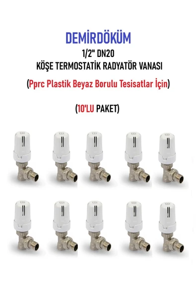 KALDE  (10'lu Paket) DD-T1 Köşe 1/2" Termostatik Radyatör Vanası - Thermostatic Radiator Valve