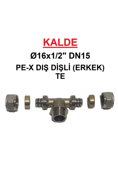 KALDE  (5!li Paket) Ø16x1/2" Pex Te Dış Dişli - Erkek (Mobil Sistem Bağlantı Parçası)