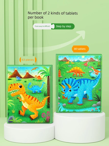 Manyetik Dinozor Bulmacası - 4-8 Yaş - Dinozor Çağı + Su Altı Dünyası + Mühendislik Araçları - 1 - 4