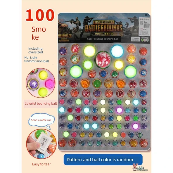 Ejderha Yılı Işıldayan Esnek Zıplayan Top - 100 Pompalı Esnek Top (Bazı Şeffaf Toplar Dahil)