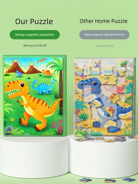 Manyetik Dinozor Bulmacası - 4-8 Yaş - Dinozor Çağı + Su Altı Dünyası + Mühendislik Araçları - 1 - 5