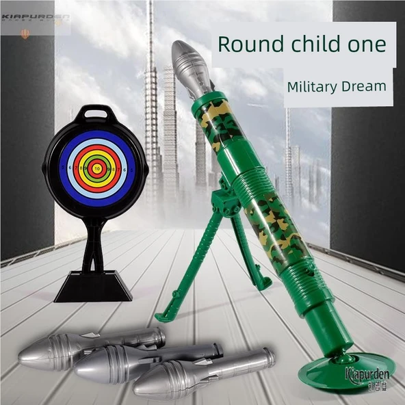 Çocuklar için Mortar Oyuncak Topçu Roket Fırlatıcı - Mortar Araç + 6 Mermi + Hedef - 5