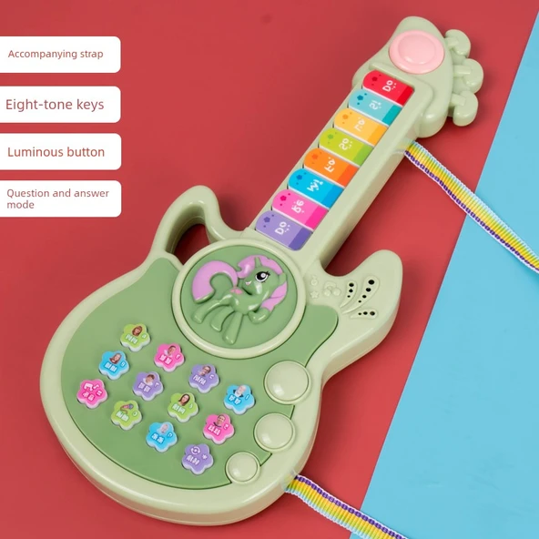 Çocuk Müzik Aleti Oyuncak Gitar - Yeşil - Sınırsız Oynama Versiyonu