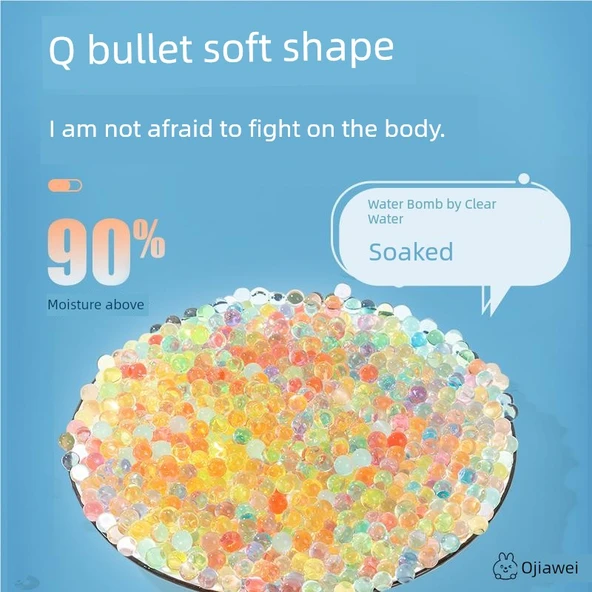 Su Emici Mermer Kristal Yumuşak Mermi Su Boncuğu - Mavi - 120000 Adet (2 Şişe) - Resim 4