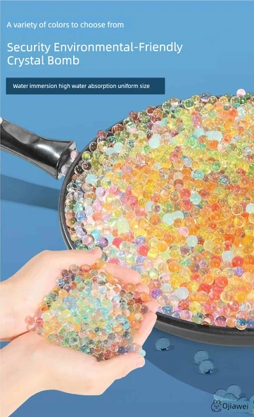 Su Emici Mermer Kristal Yumuşak Mermi Su Boncuğu - Mavi - 120000 Adet (2 Şişe) - Resim 8