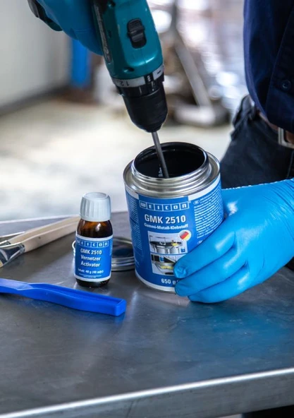 Weicon GMK 2510 Yapıştırıcı 0,32 kg, siyah-Alman Balisi-Ekstra güçlü 2 komponentli kauçuk-metal yapıştırıcı - 8