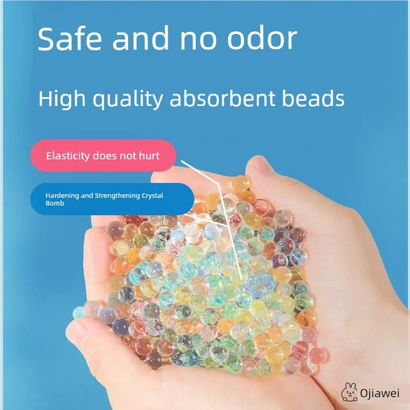 Su Emici Mermer Kristal Yumuşak Mermi Su Boncuğu - Mavi - 120000 Adet (2 Şişe) - Resim 3