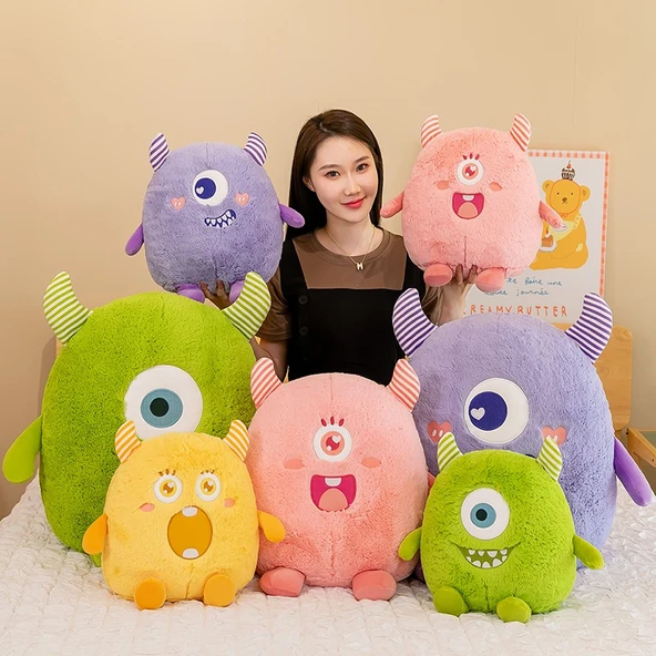 Küçük Canavar Peluş Uyku Yastığı - Pembe - 20cm - 4
