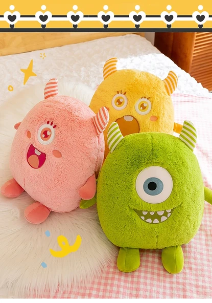 Küçük Canavar Peluş Uyku Yastığı - Yeşil - 20cm - 11