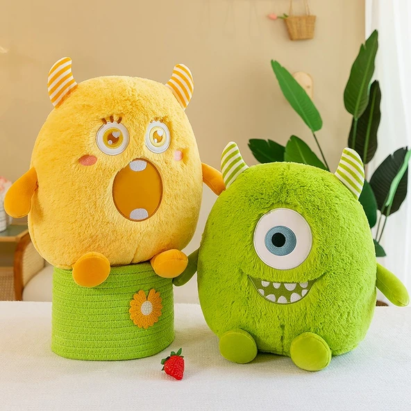 Küçük Canavar Peluş Uyku Yastığı - Yeşil - 20cm - 3